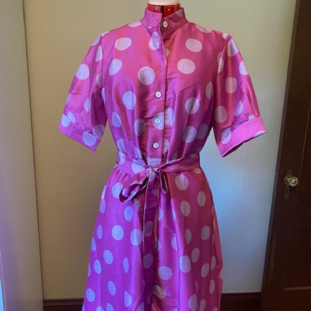 Pink polkadot  size 18, Silk eShakti (never been worn)